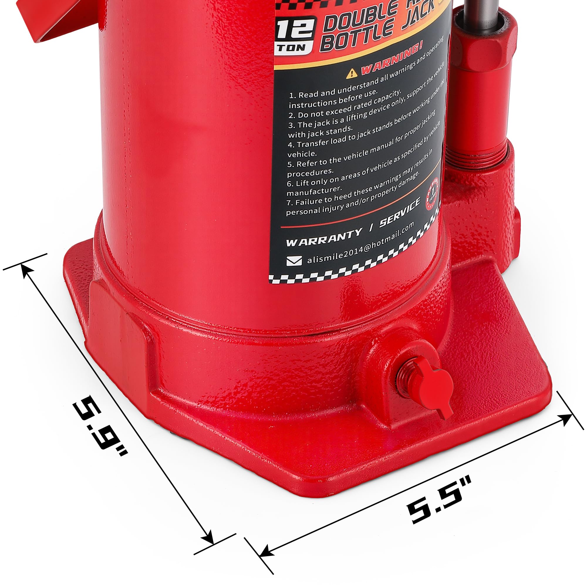 BAOSHISHAN 12 Ton Double Ram Bottle Jack 8-5/8